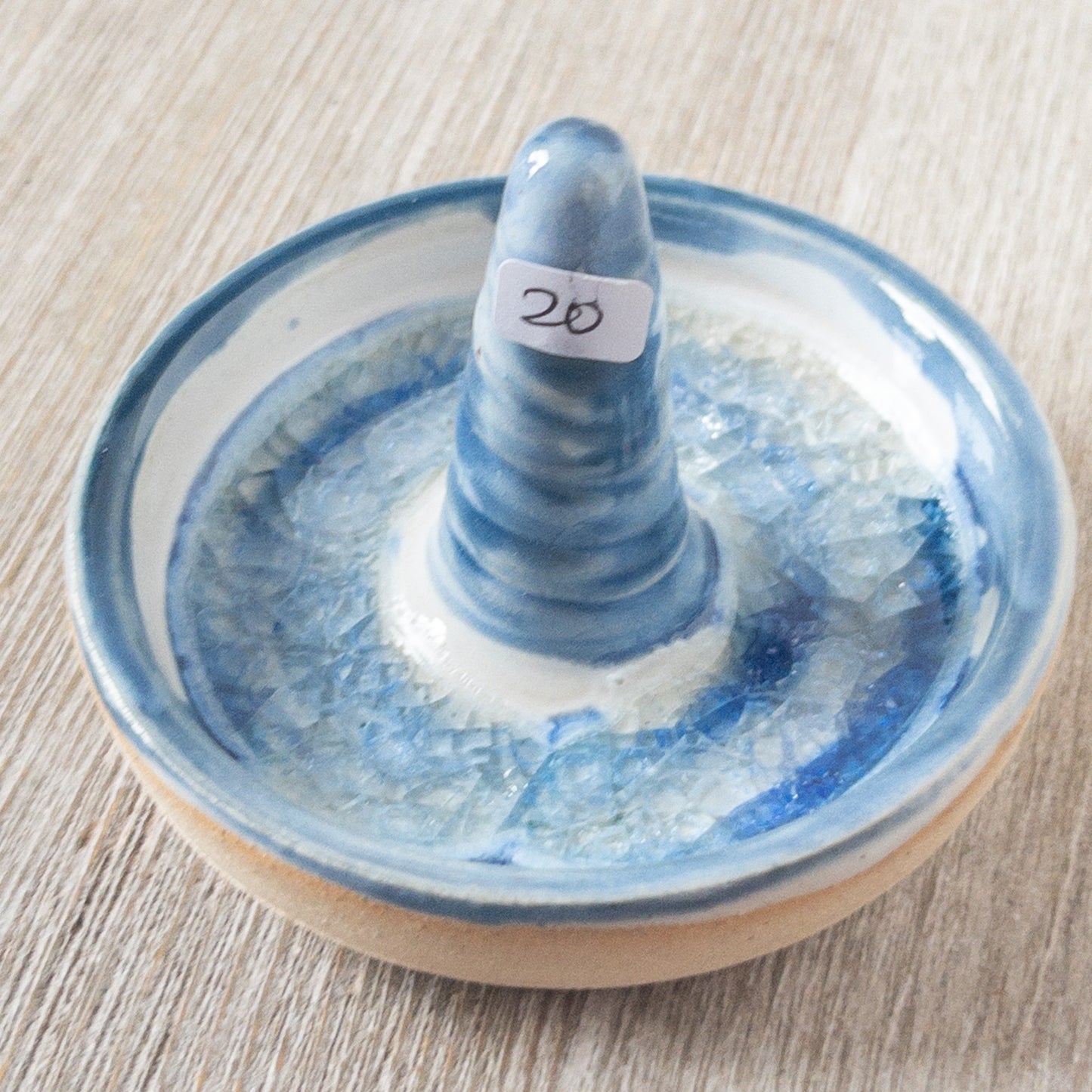 Blue and White Cracked Glass Ring Holder - Taylor