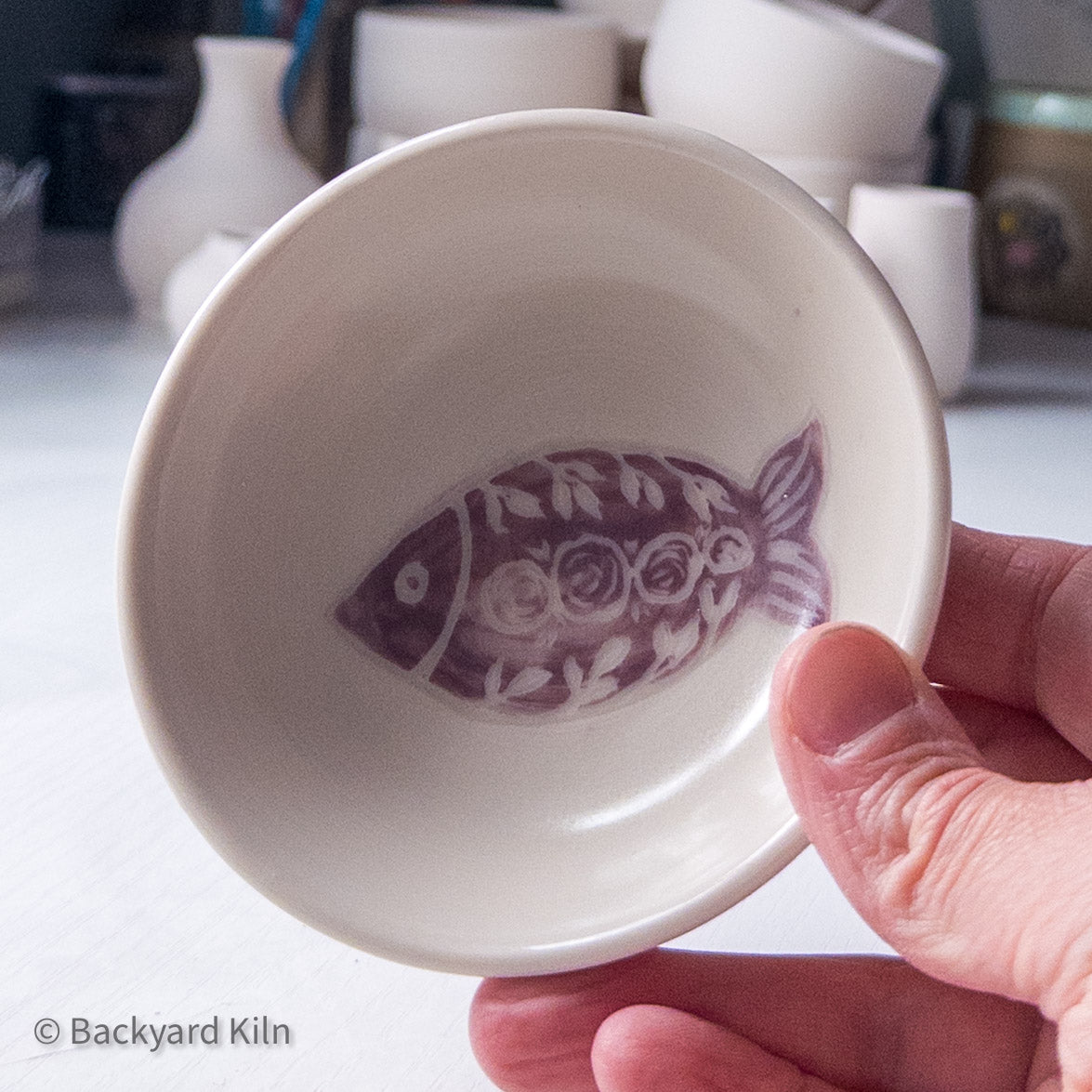 Scandi Purple Fish - Porcelain Cat Bowl by Taylor