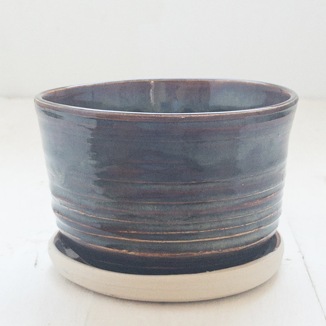 4” Brown Planter with Dish - Taylor