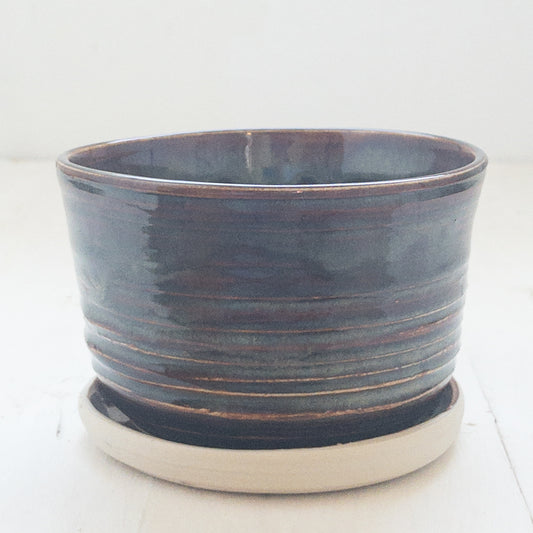 4” Brown Planter with Dish - Taylor