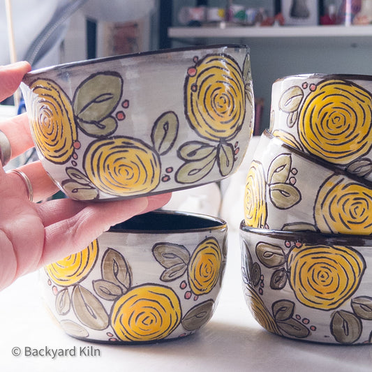 Yellow Rose-Carved Bowl by Taylor