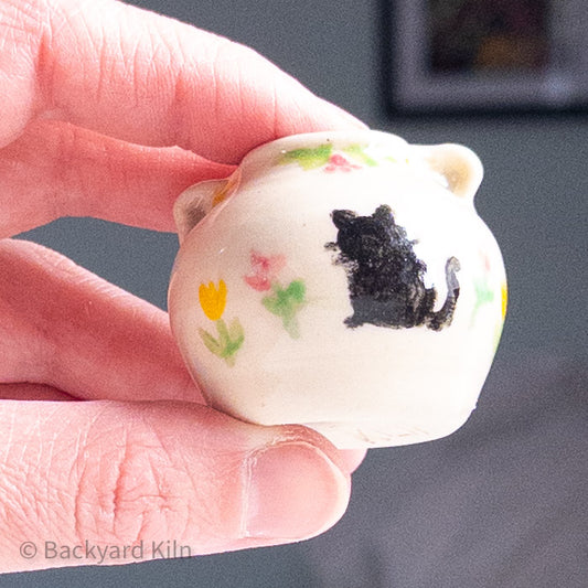 Tiny Black Cat Floral Vase by Taylor