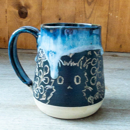 Handmade Cats and Flowers Pottery Mug #4