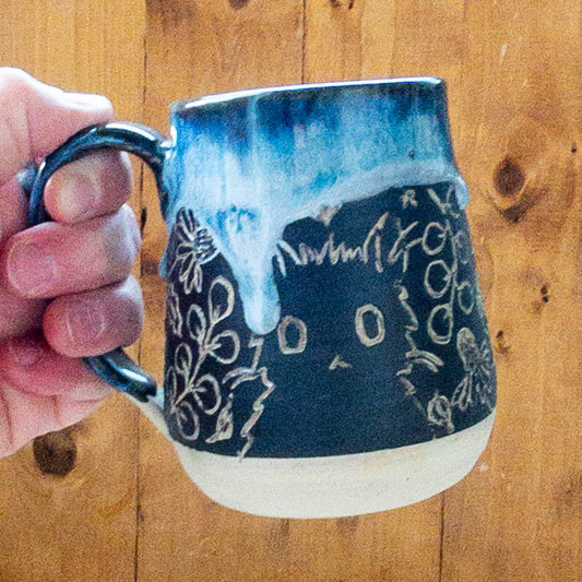 Handmade Cats and Flowers Pottery Mug #4