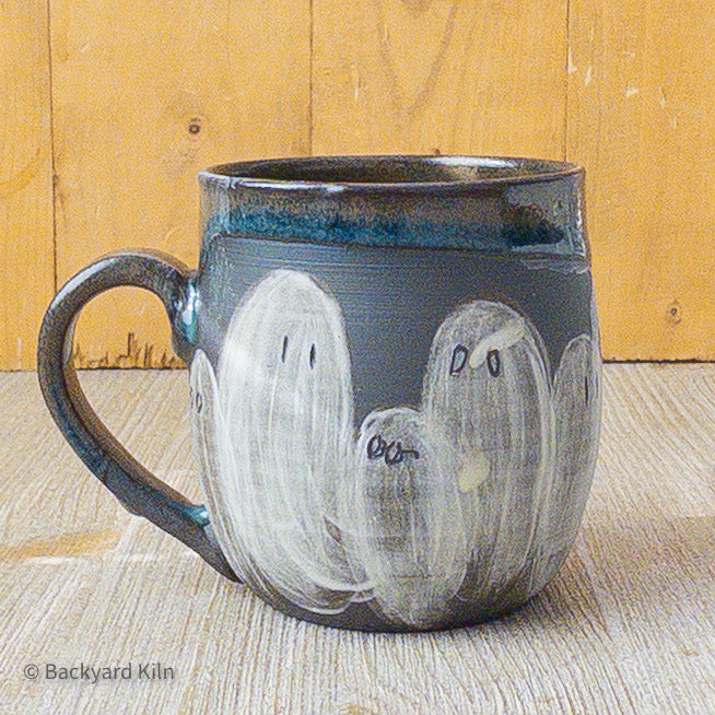Overlapping Slip Ghost Mug Dark Blue - Taylor