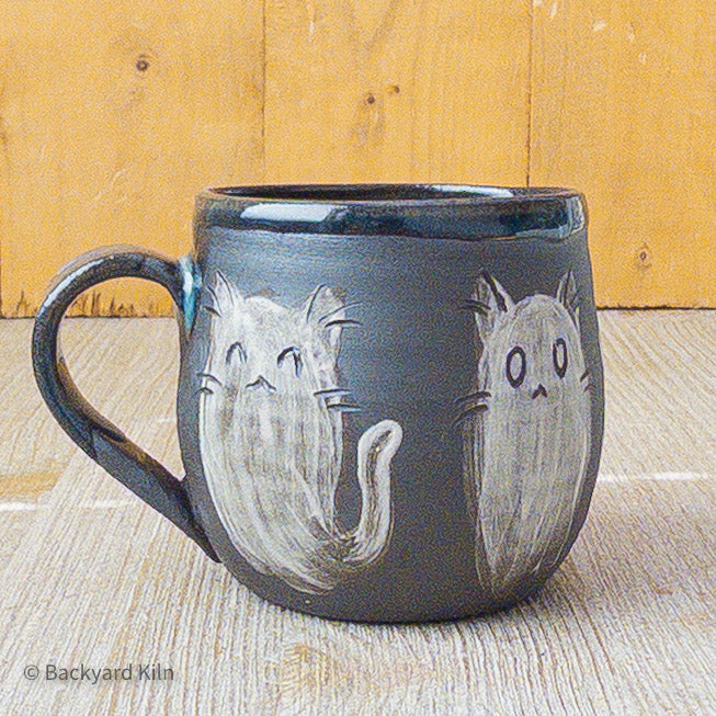 Mini Cat Slip Ghost Mug, Blue - Taylor