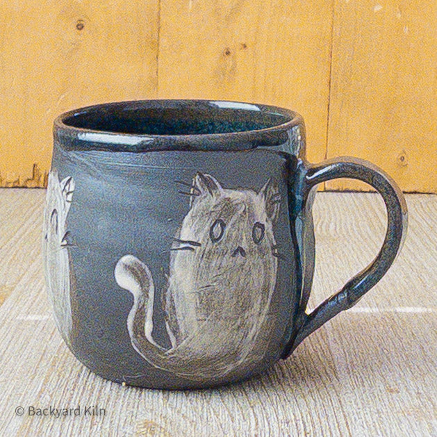 Mini Cat Slip Ghost Mug, Blue - Taylor