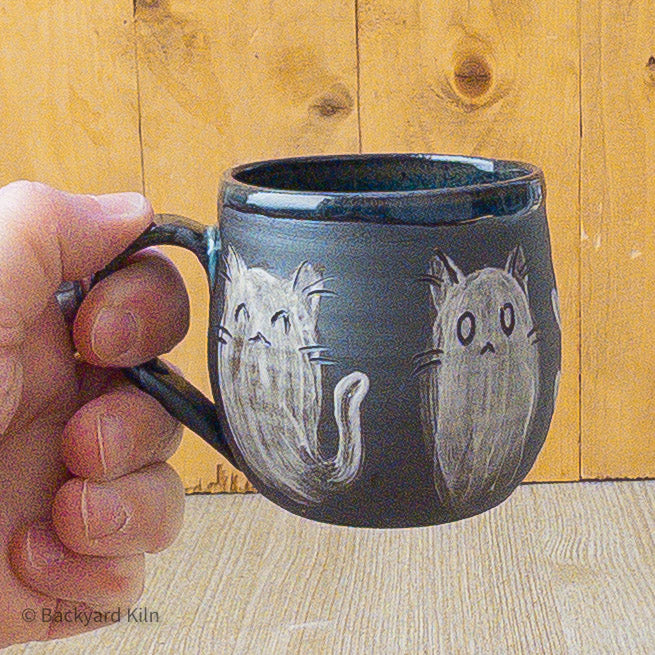 Mini Cat Slip Ghost Mug, Blue - Taylor