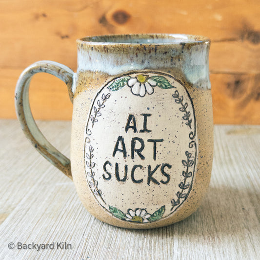 AI Art Sucks Mug Daisies #1 by Taylor