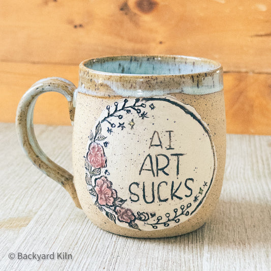 AI Art Sucks Mug Moon Roses by Taylor