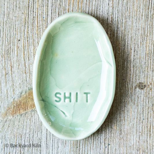 Small Sage Green "SHIT" Ginkgo Leaf Tray - Taylor