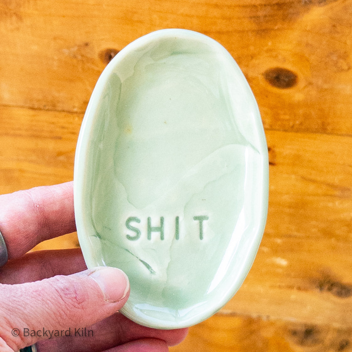 Small Sage Green "SHIT" Ginkgo Leaf Tray - Taylor