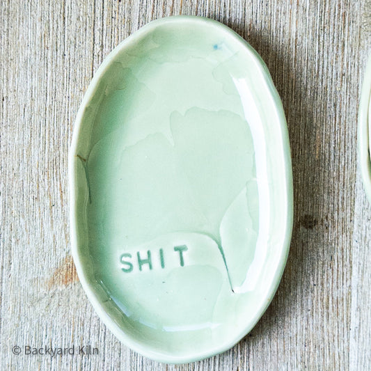 Large Green "SHIT" Ginkgo Leaf Tray - Taylor