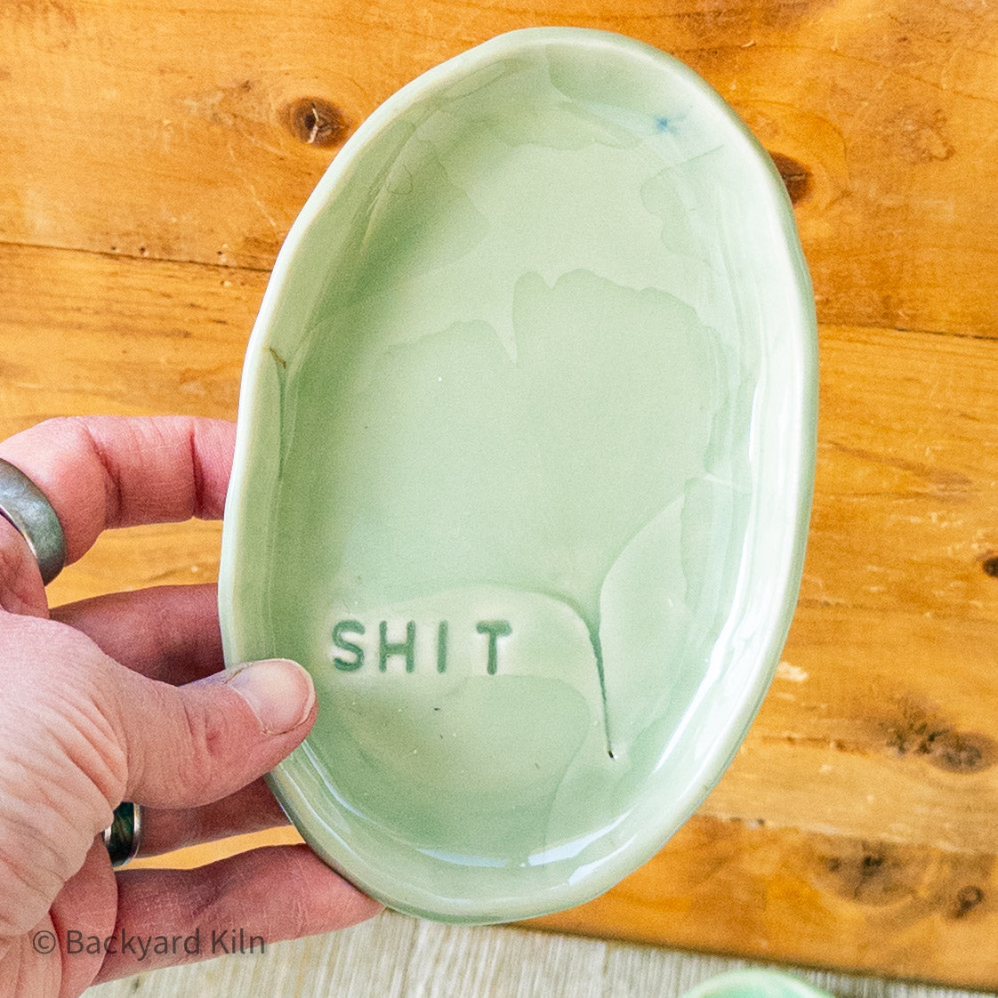 Large Green "SHIT" Ginkgo Leaf Tray - Taylor