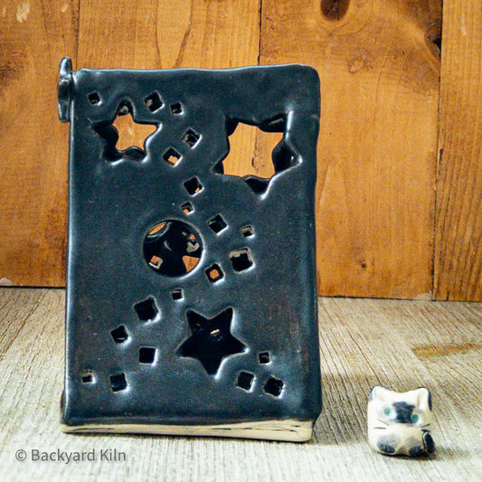 Black Matte Mini Tent Luminary and Cat by Taylor