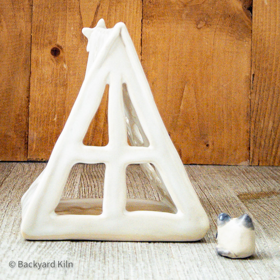 White Mini Tent Luminary and Cat by Taylor