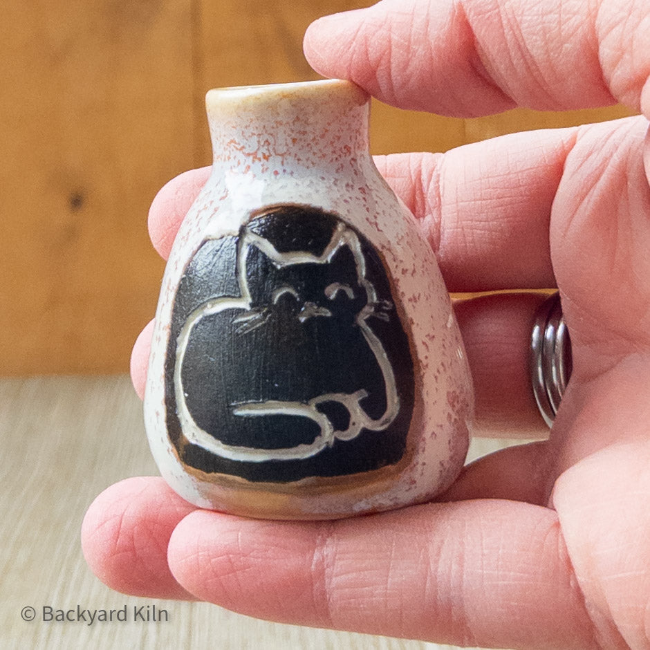 Lunar Glaze Mini Cat Loaf Vase by Taylor