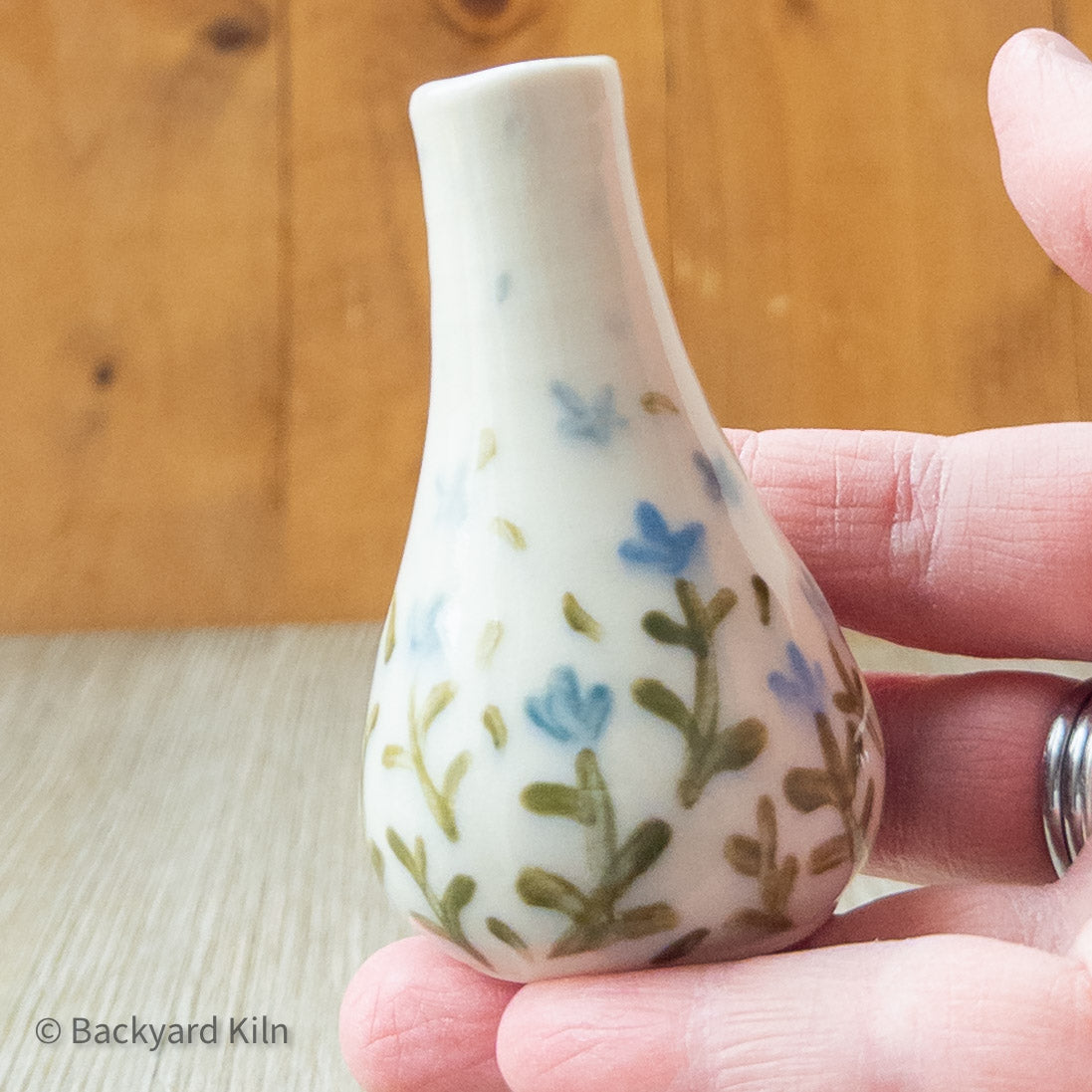 Blue Scandi Floral Mini Vase by Taylor