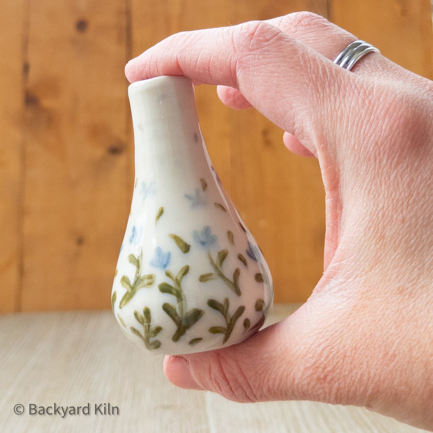 Blue Scandi Floral Mini Vase by Taylor