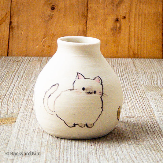 Unglazed Mini Cat Vase by Hannah and Taylor