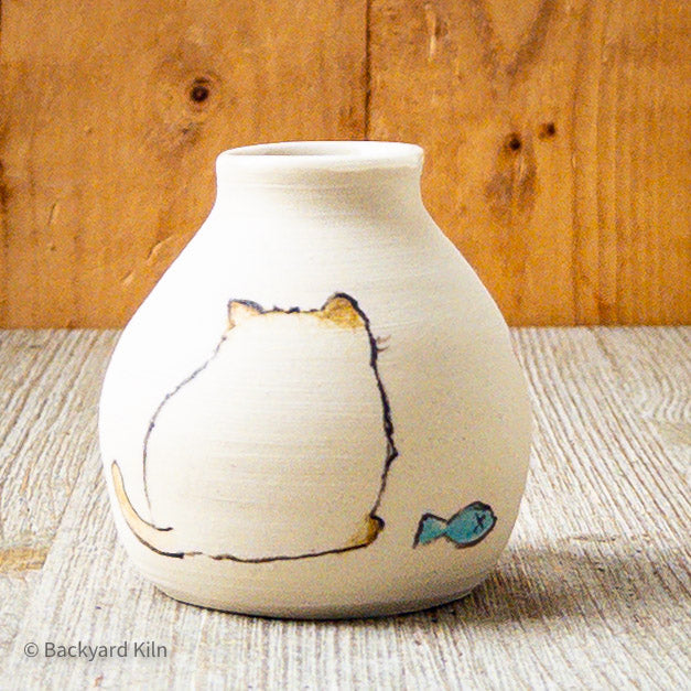 Unglazed Mini Cat Vase by Hannah and Taylor