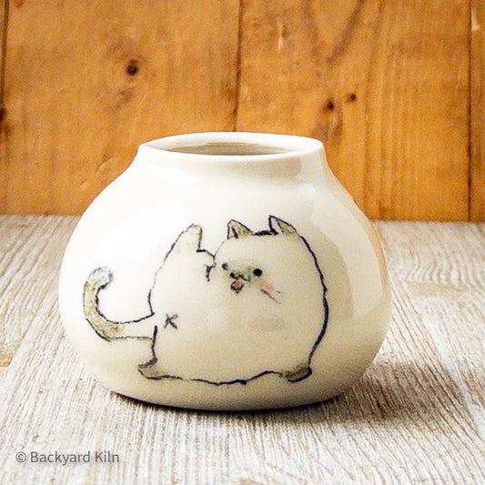 Glazed Mini Shameless Cats Vase by Hannah and Taylor