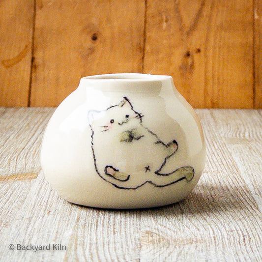 Glazed Mini Shameless Cats Vase by Hannah and Taylor