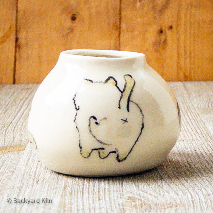 Glazed Mini Shameless Cats Vase by Hannah and Taylor