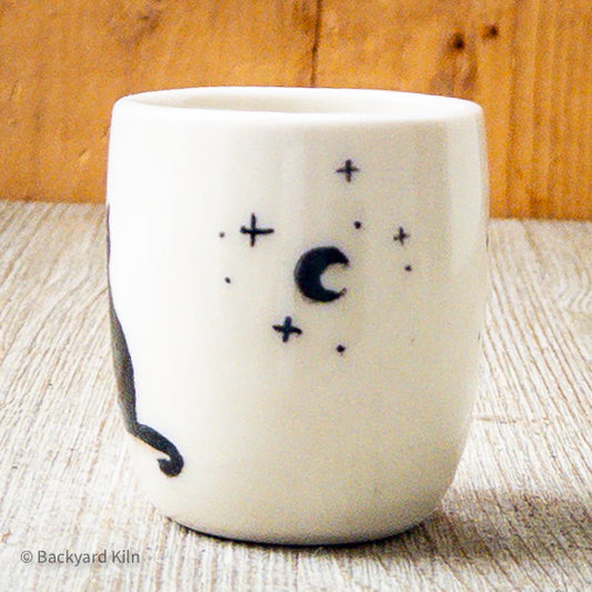 Moon and Stars Black Cat Shot Glass by Hannah and Taylor