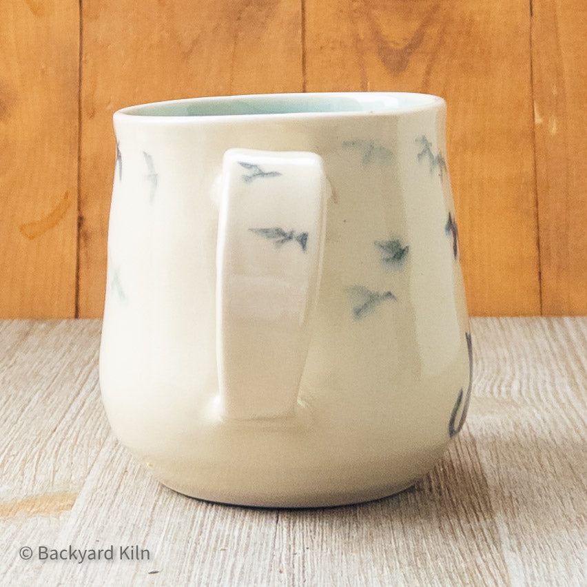 Cat with Birds Mug by Hannah and Taylor