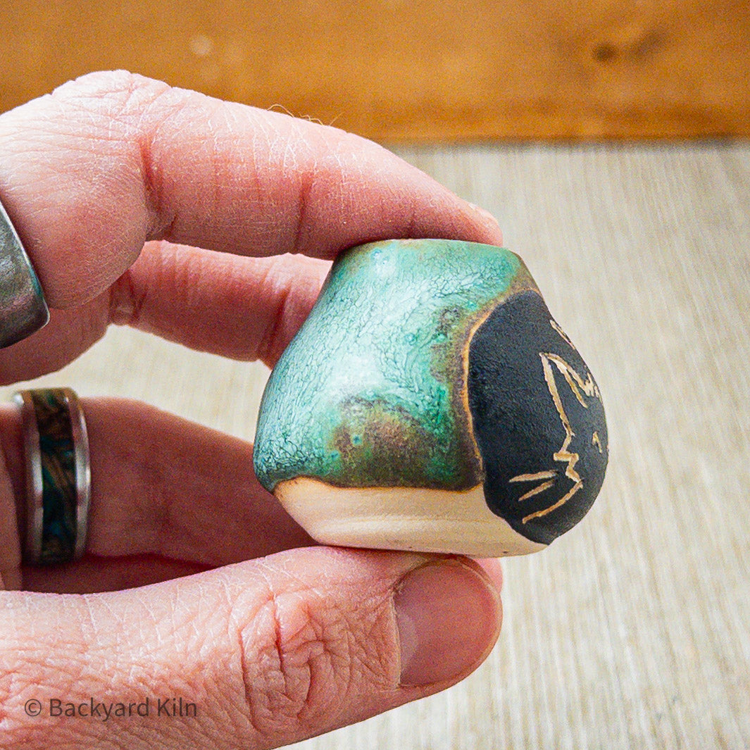 Weathered Turquoise Mini Cat Vase by Taylor