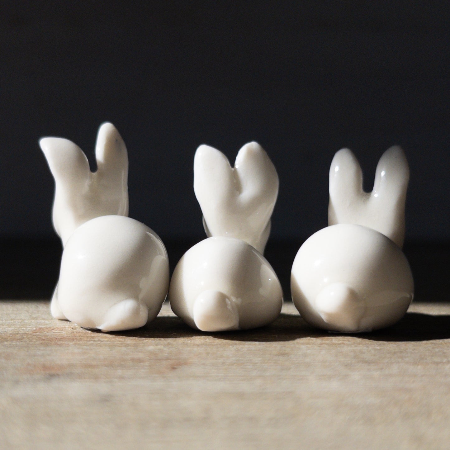 Tiny Porcelain Bunnies, Seated - Hannah