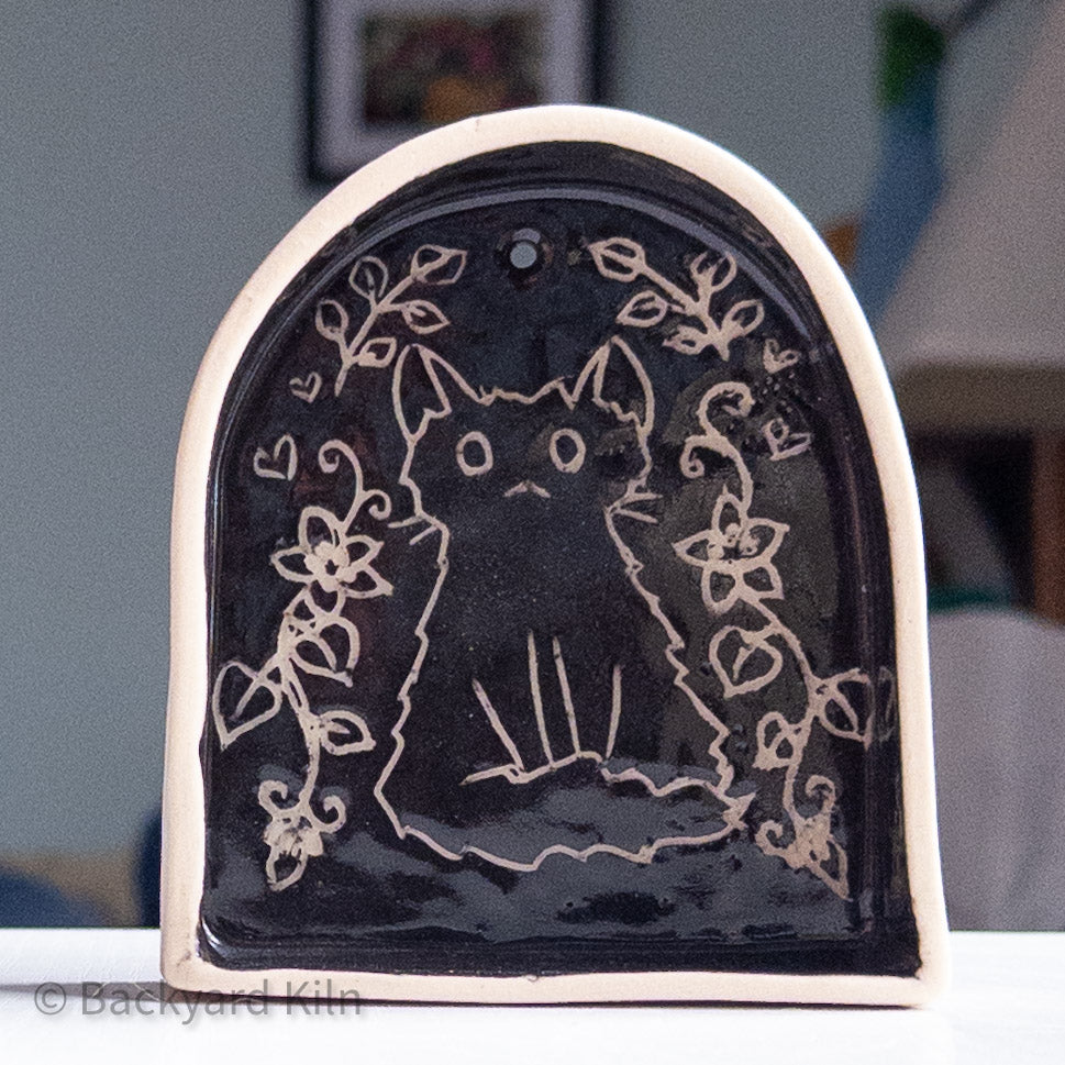 Small Black Hanging Cat Shrine/Shelf - Taylor