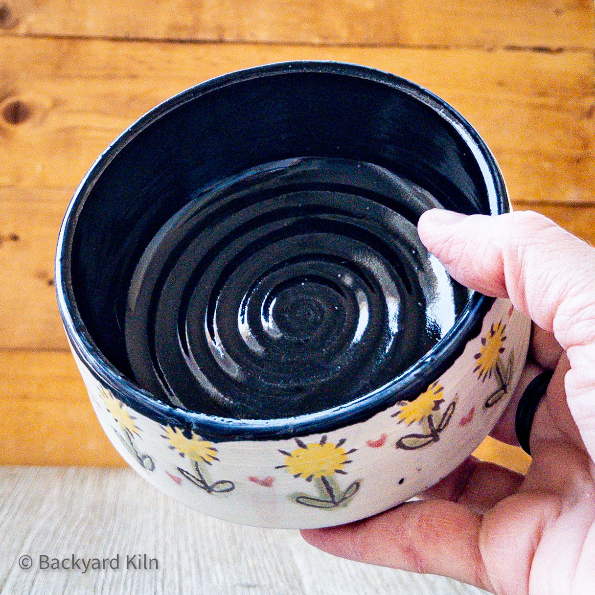 Dandelion Carved Pet Bowl by Taylor