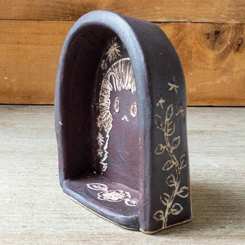 Small Brown Hanging Cat Shrine/Shelf - Taylor