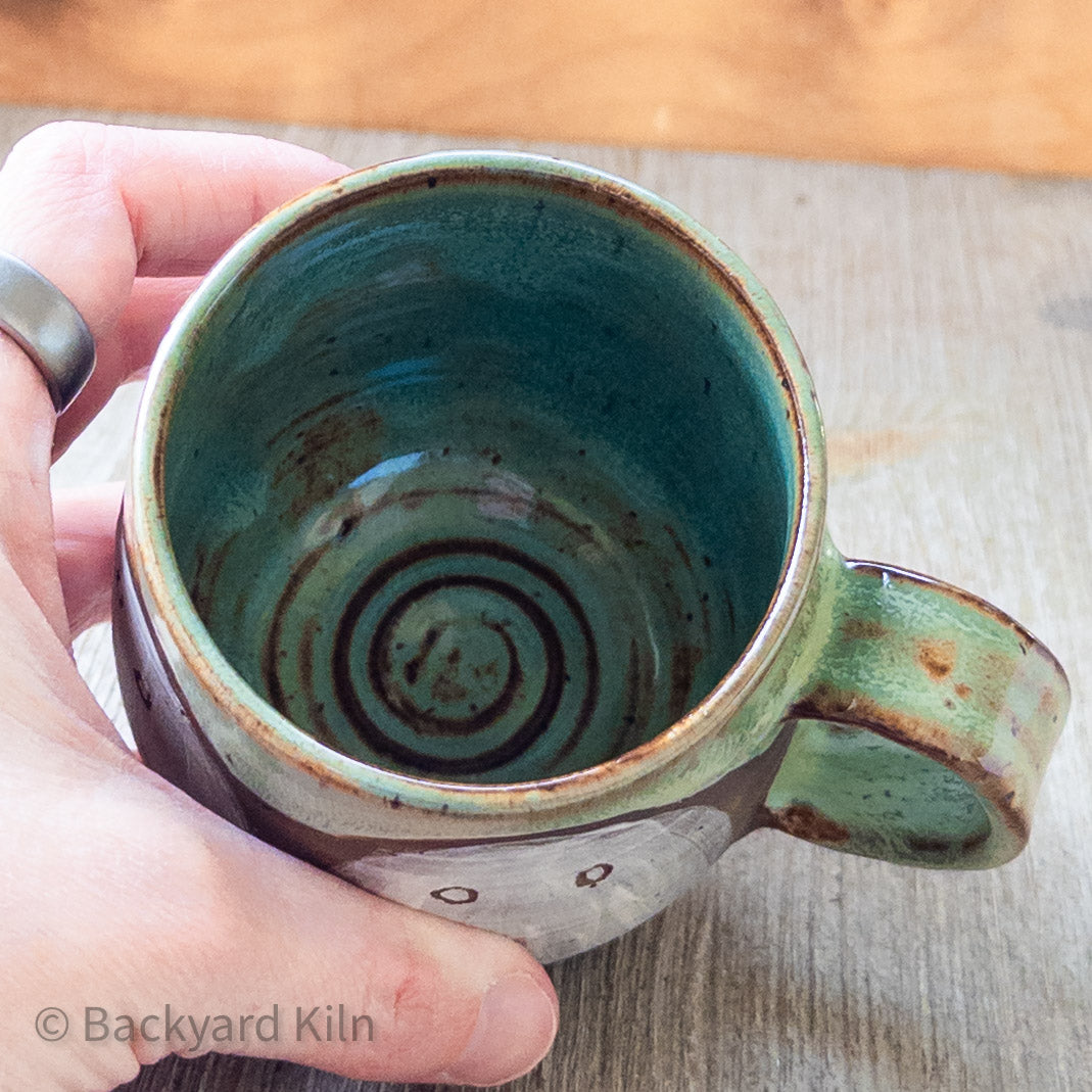 Med Ghost Mug, Green Glimmer Glaze 1 by Taylor