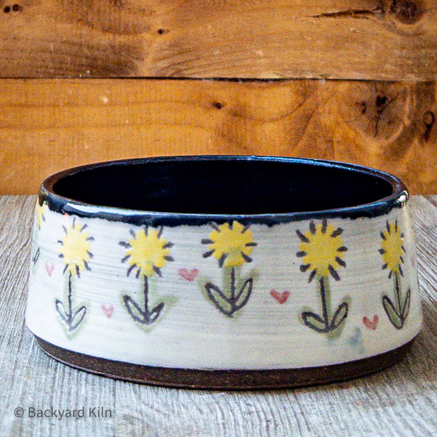 Dandelion Carved Pet Bowl by Taylor