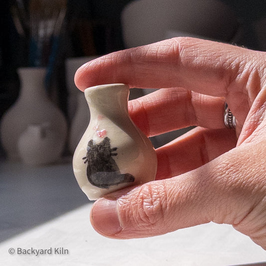 Tiny Black Cat Vase by Taylor
