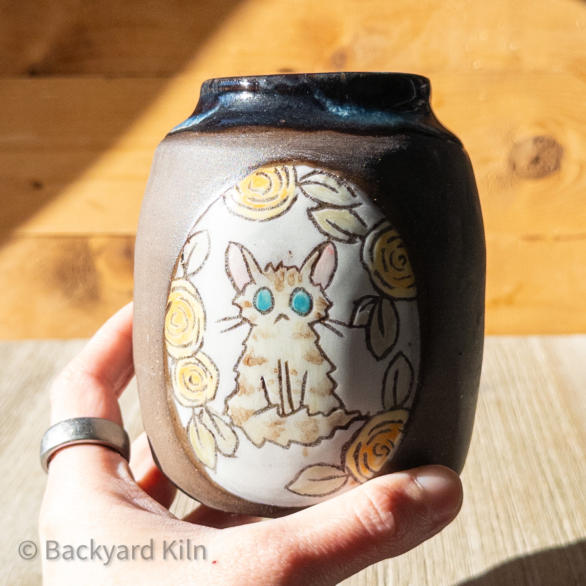 Fundraiser Cat Vase: Emerald 1 by Taylor