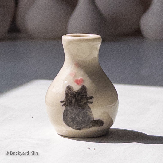 Tiny Black Cat Vase by Taylor