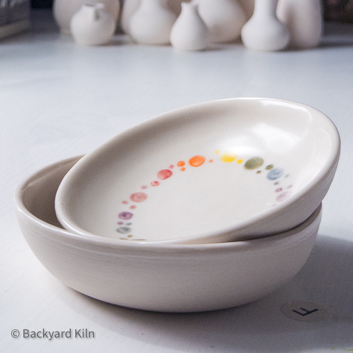 Rainbow Bubbles - Porcelain Cat Bowl by Taylor