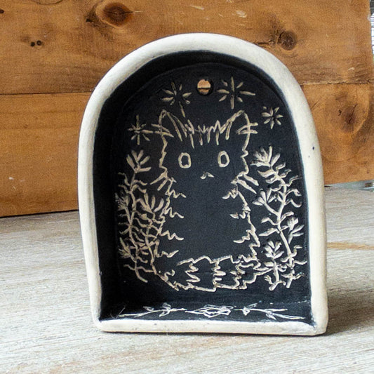 Small Black Hanging Cat Shrine/Shelf - Taylor