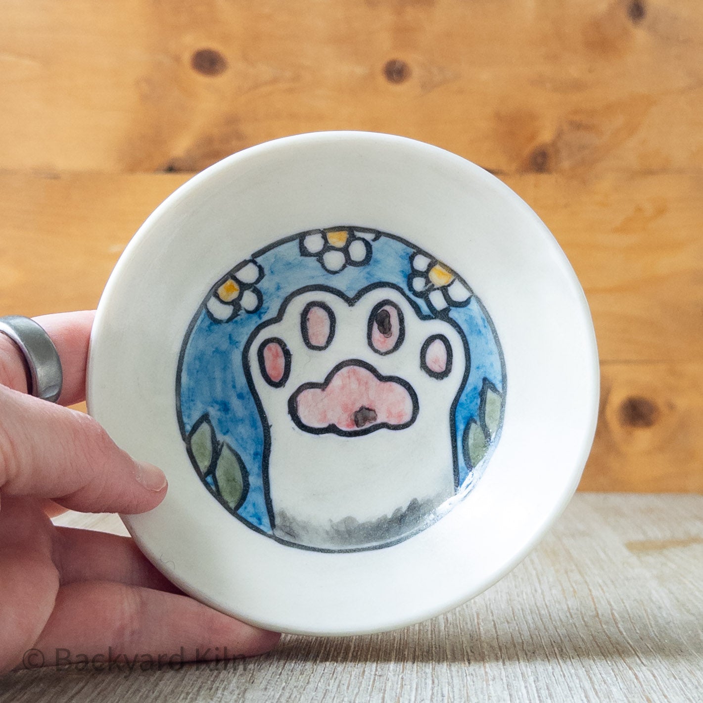 White and Gray Paw - Porcelain Cat Bowl by Taylor