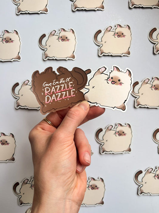 "Razzle Dazzle" Cat Sticker by Hannah